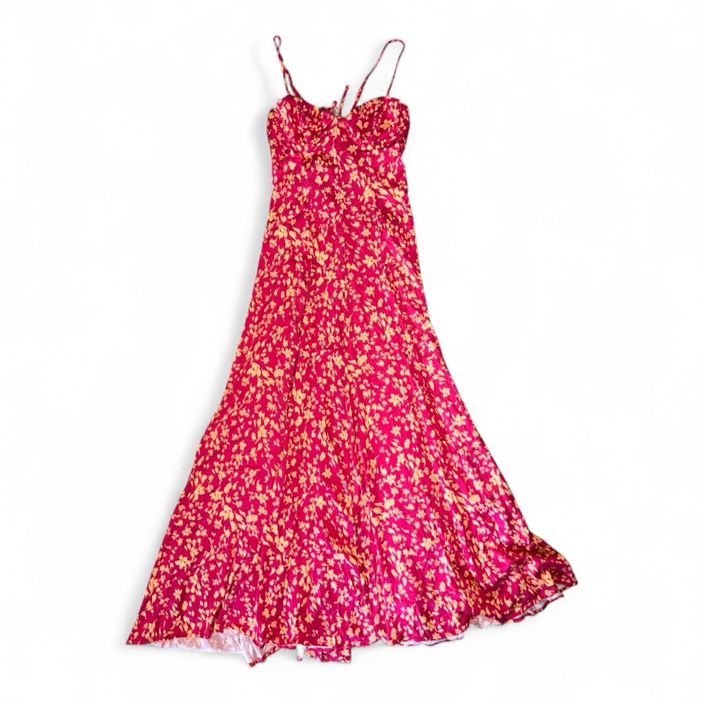 Free People Womens Floral Tie-Back Maxi Dress size 2